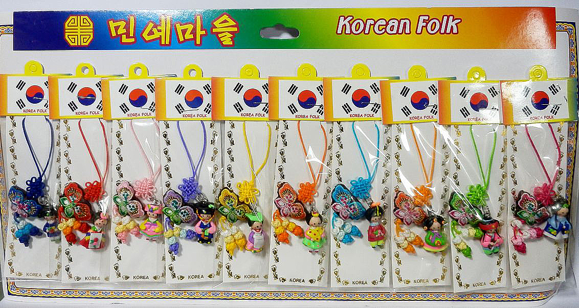 韓国民芸ストラップ　人形と蝶　01 ゆうパケット可