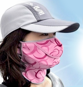 UVフェイスマスク　マスク 陽射しを92%カット レディースサイズ 柄あり ピンク