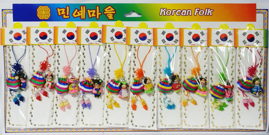 韓国民芸ストラップ　人形と袋　ゆうパケット可